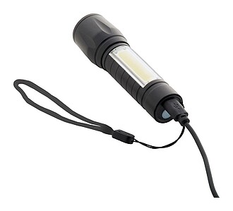 Baterka CHARGELIGHT ZOOM dobíjecí s COB světlem, 2módy svícení, vč.nabíjecího kabelu, černá