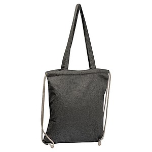 BAVLNA Bavlněná nákupní taška z recyklované bavlny se stahovacími šňůrkami, černá ekologické předměty