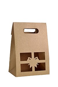 BELLA Dárková kartonová taška s výřezem, hnědá - obaly s potiskem