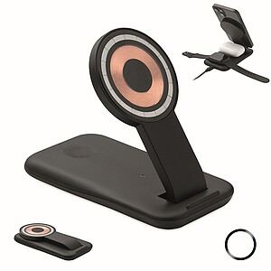 Bezdrátová 15W nabíječka 3v1, černá - reklamní předměty