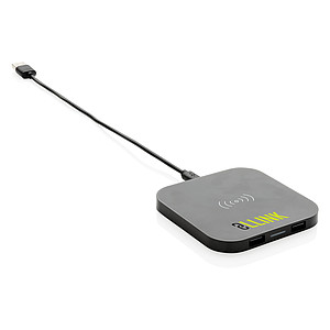 Bezdrátová nabíječka 5W s 2 USB, černá - reklamní předměty