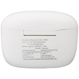 Bezdrátová sluchátka do uší s nabíjecí krabičkou, bílá