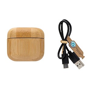 Bezdrátová sluchátka do uší z bambusu a recyklovaného plastu