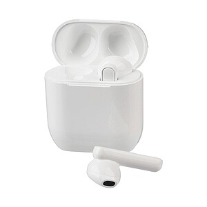 Bezdrátová sluchátka s bambusovým detailem, bílá - reklamní předměty