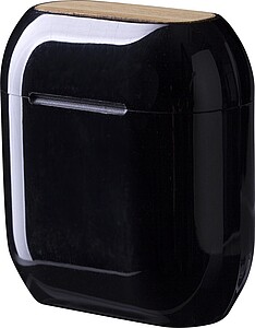 Bezdrátová sluchátka s bambusovým detailem, černá