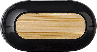 Bezdrátová sluchátka s bambusovým detailem, černá