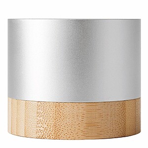 Bezdrátový reproduktor, kombinace bambusu a hliníku, stříbrný