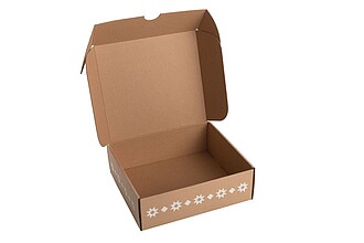 BOXELA Krabice bez potisku 28 x 25 x 9 cm, hnědá, e-vlna, střední