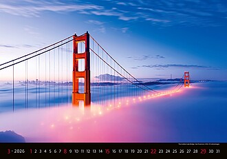 Bridges 2026, nástěnný kalendář, prodloužená záda