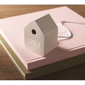 Budík ve stylu kukaček z MDF, bílá