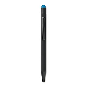 Černá hliníková propiska, vylaserované logo je stejné barvy jako stylus, modrá n., tyrkysová - propisky s potiskem