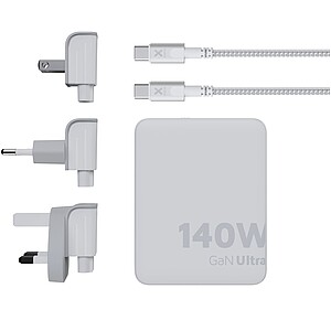 Cestovní nabíječka 140 W s kabelem USB-C PD 240 W, bílá