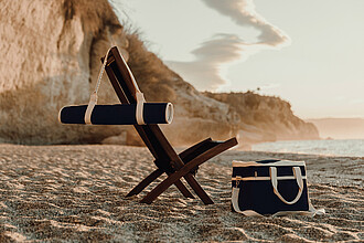 Chladicí taška, modrá s béžovými uchy