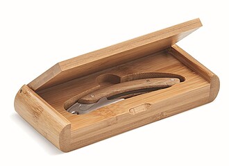 Číšnický nůž s bambusovou rukojetí a dárkovou krabičkou - reklamní předměty