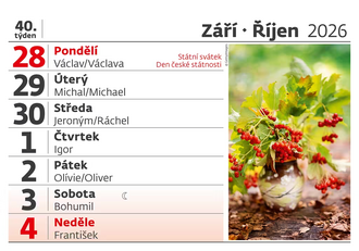 Čitelný týdenní kalendář 2026