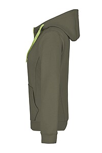 Dámská mikina James & Nicholson Doubleface, vojenská zelená/limetková, velikost S