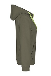 Dámská mikina James & Nicholson Doubleface, vojenská zelená/limetková, velikost S