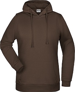 Dámská mikina s kapucí James Nicholson sweat hoodie women, hnědá, vel. XS