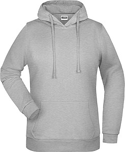 Dámská mikina s kapucí James Nicholson sweat hoodie women, tmavě šedý melír, vel. M