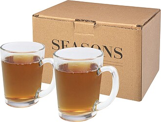 DAMULSA Sada 2 skleněných hrnků na čaj, 300 ml, transparentní - reklamní hrnky