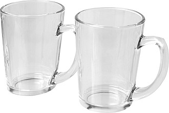 DAMULSA Sada 2 skleněných hrnků na čaj, 300 ml, transparentní