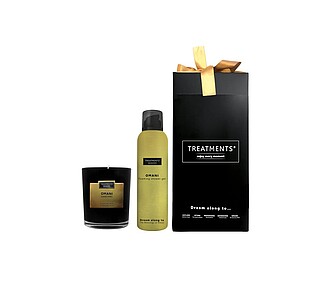 Dárková sada svíčky a sprchové pěny 200 ml TREATMENTS® Giftbox Shower Foam & Candle (DeLuxe) - Omani - reklamní předměty