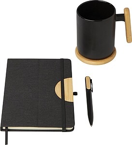 Dárková sada zápisníku formátu A5 s pevnou obálkou a kuličkového pera, černá