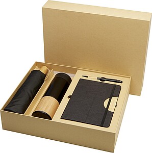 Dárková sada zápisníku formátu A5 s pevnou obálkou a kuličkového pera, černá - reklamní předměty