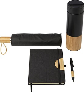 Dárková sada zápisníku formátu A5 s pevnou obálkou a kuličkového pera, černá