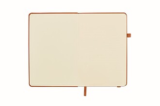 DEMIRO Linkovaný poznámkový blok v recyklovaných PU deskách, 192 stran, oranžová