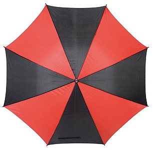 Deštník černo červený černá hůl, průměr 103 cm.