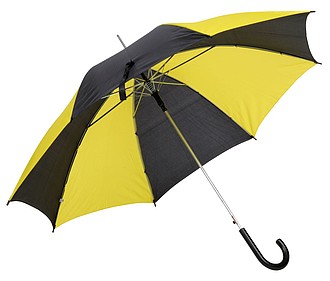 Deštník černo žlutý černá hůl, průměr 103 cm.