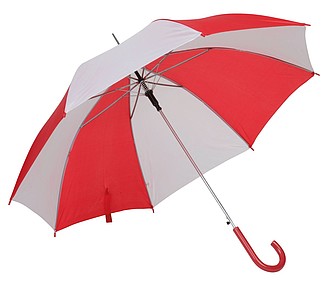 deštník červeno bílý červená hůl, průměr 103 cm.