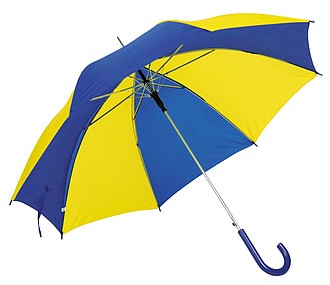 deštník modro žlutý modrá hůl, průměr 103 cm. - reklamní deštníky