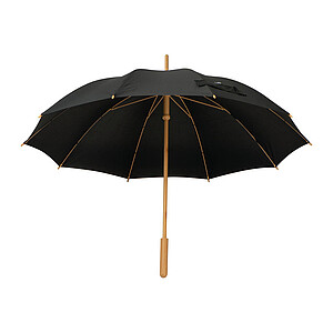 Deštník s bambusovou rukojetí, černá - reklamní deštníky