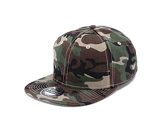 Dětská 6panelová kšiltovka s rovným kšiltem, maskáčová