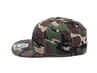 Dětská 6panelová kšiltovka s rovným kšiltem, maskáčová