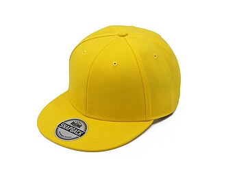 Dětská 6panelová kšiltovka s rovným kšiltem, žlutá
