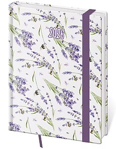 Diář denní B6 Vario - Lavender s gumičkou 2026 - diář s vlastním potiskem