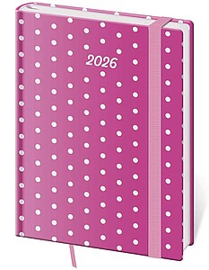 Diář denní B6 Vario - Pink s gumičkou 2026 - diář s vlastním potiskem