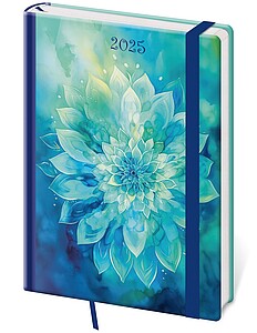 Diář týdenní A5 Vario - Aqua Rose s gumičkou - diář s vlastním potiskem