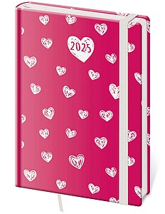 Diář týdenní A5 Vario - Hearts s gumičkou - diář s vlastním potiskem