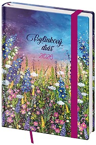 Diář týdenní B6 bylinkový Meadow s gumičkou 2026 - diář s vlastním potiskem