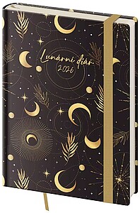 Diář týdenní B6 lunární Luna s gumičkou 2026 - diář s vlastním potiskem