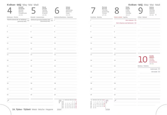 Diář týdenní B6 Print Pop - hnědá 2026