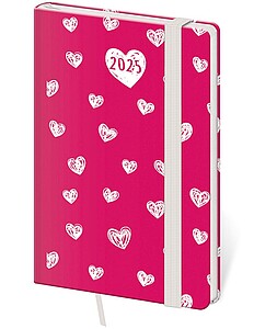 Diář týdenní kapesní Vario - Hearts s gumičkou - diář s vlastním potiskem