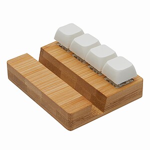 Držák na chytrý telefon, bílá/hnědá - reklamní předměty