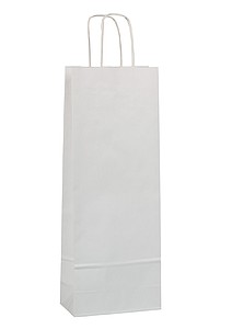 DUNEO Papírová taška na víno 15 x 8 x 40 cm, bílá - taška s vlastním potiskem