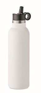 Dvoustěnná láhev na pití 700ml, s integrovaným brčkem, bílá
