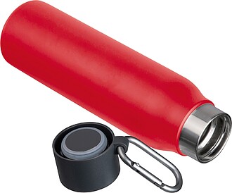 Dvoustěnná láhev s karabinou 600 ml, červená
